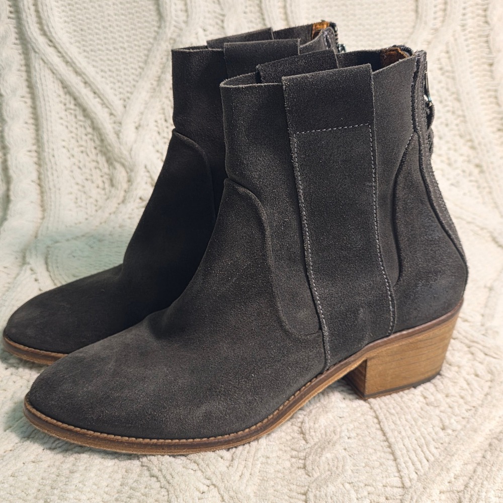$268 Baske California Western Ankle Boots Gray Suede Leather Back Zip Womens 39